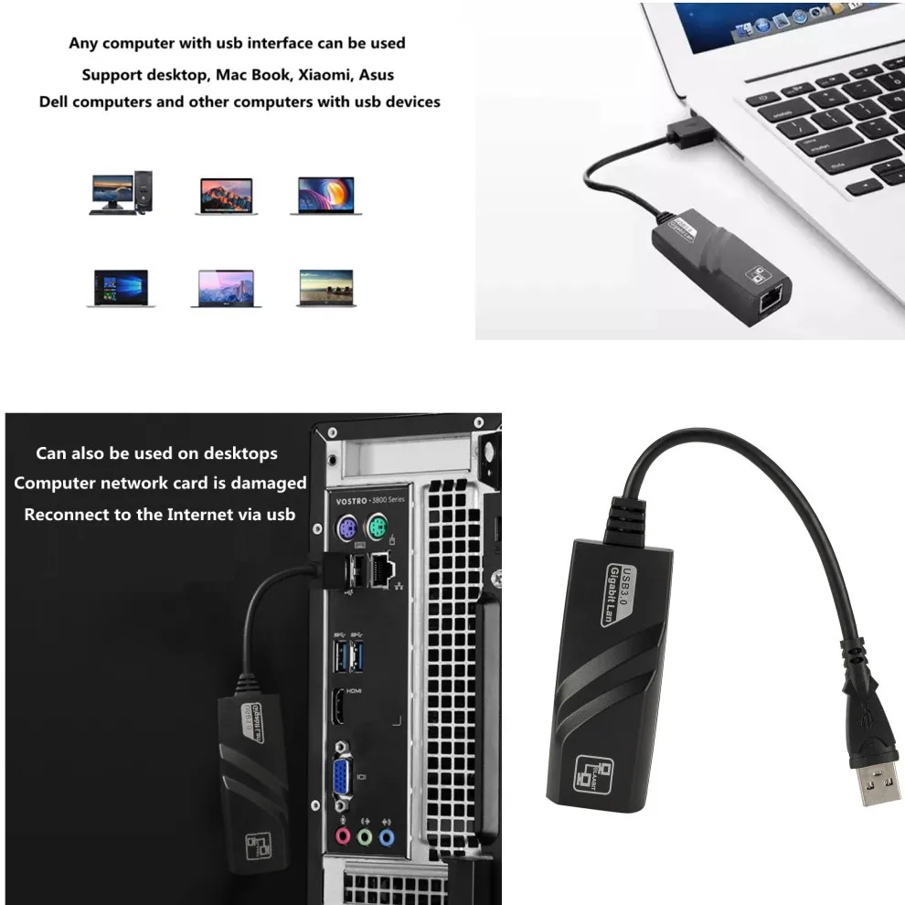 Ethernet-адаптер LccKaa USB 3 0 сетевая карта к RJ45 Lan гигабитный Интернет для компьютера