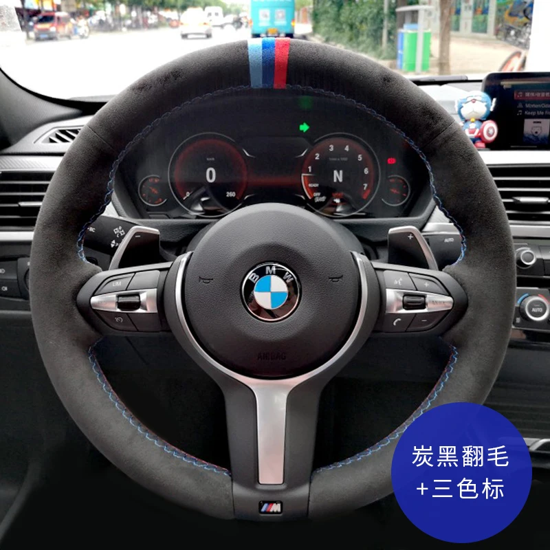 

For BMW 5 3 Series X1 X2 X3 X5 X6 X7 GT6 DIY Luxury Suede Leather Hand Sewn Car Steering Wheel Cover Skidproof Slim Customize