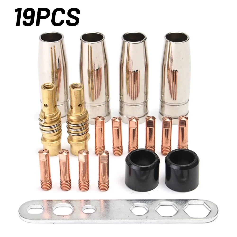 

19Pcs Welding Torch Nozzle Part Kit Conical Nozzle 0.8mm Connector Holder Contact Tips Sleeve Rod Tool Set For Binzel 15Ak
