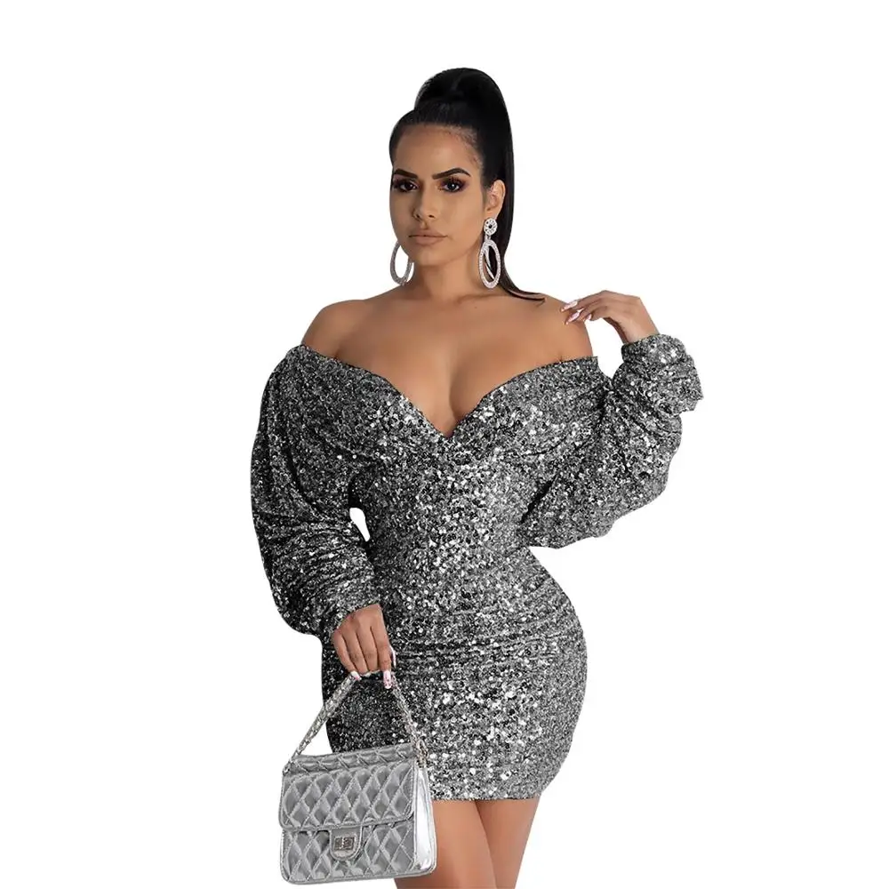 Женское зимнее облегающее мини платье с блестками золотистые/Серебристые/черные