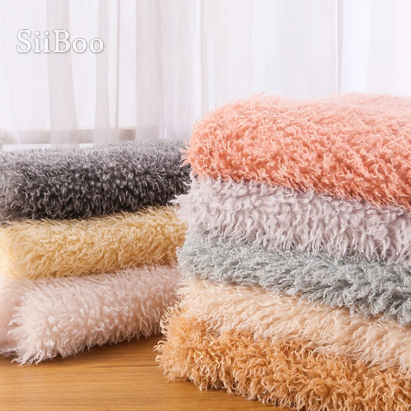 

Siiboo faux Tibert sheep fur fabric 160cm width soft curl tejido tissu tender macaron color photograph prop background sp6579
