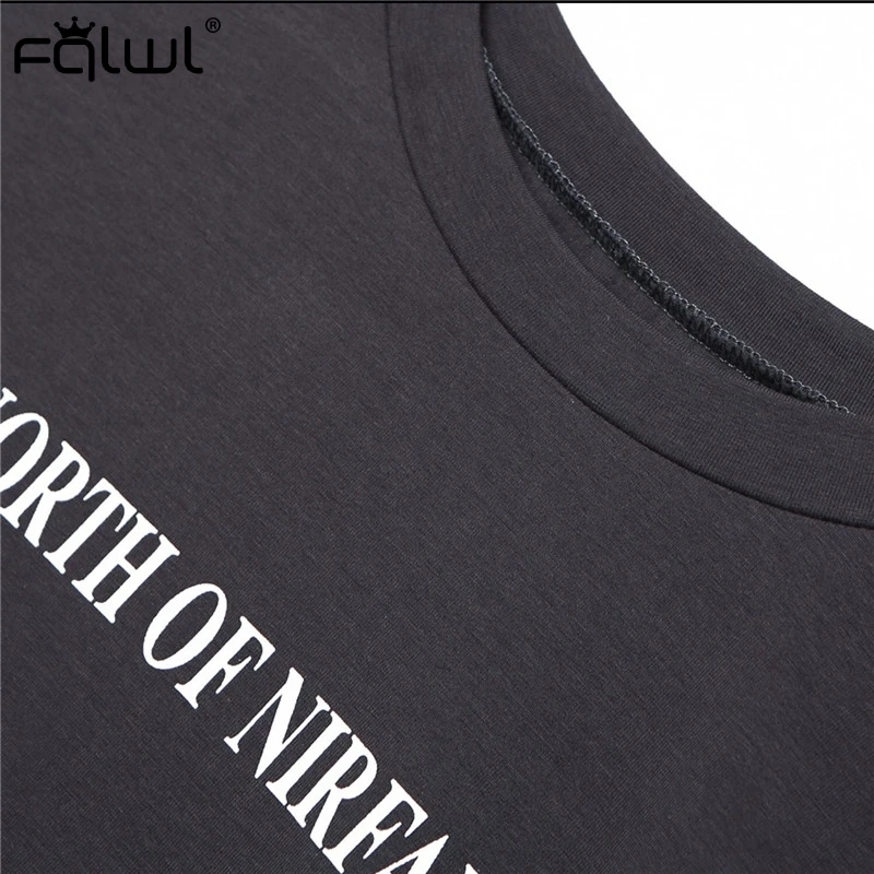 Женская хлопковая Футболка FQLWL серая свободная длинная футболка с буквенным