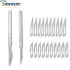 Нож хирургический из углеродистой стали с лезвиями и рукояткой, режущий инструмент для домашнего творчества, 10 шт.