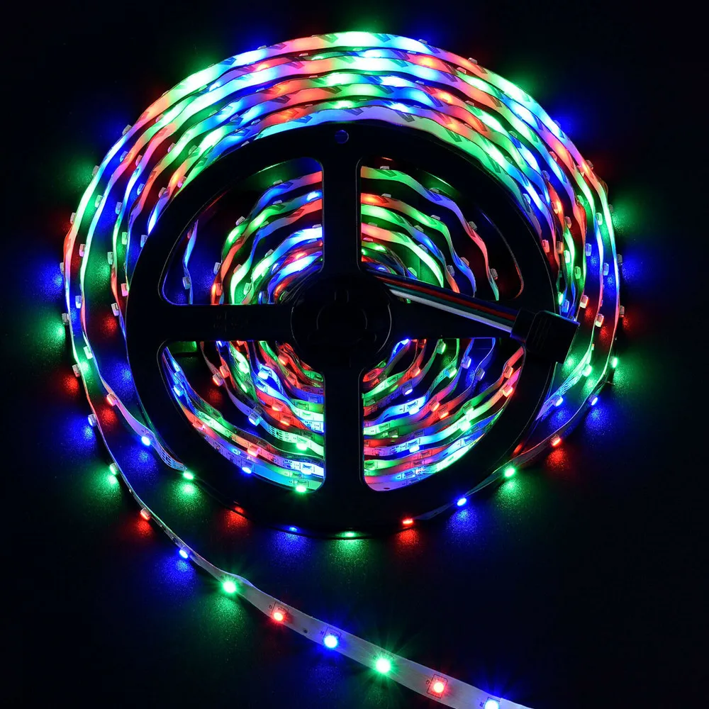 5M 3528 SMD Светодиодные ленты светильник RGB гибкая светодиодная лента световой DC 12V +