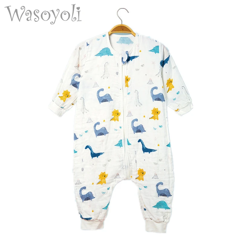 

1 Piece Wasoyoli Baby One-piece Pajama Muslin Cotton 0-6 Years LongSleeve Toddler Girls Boys Sleepers Kids Breathable Jumpsuit
