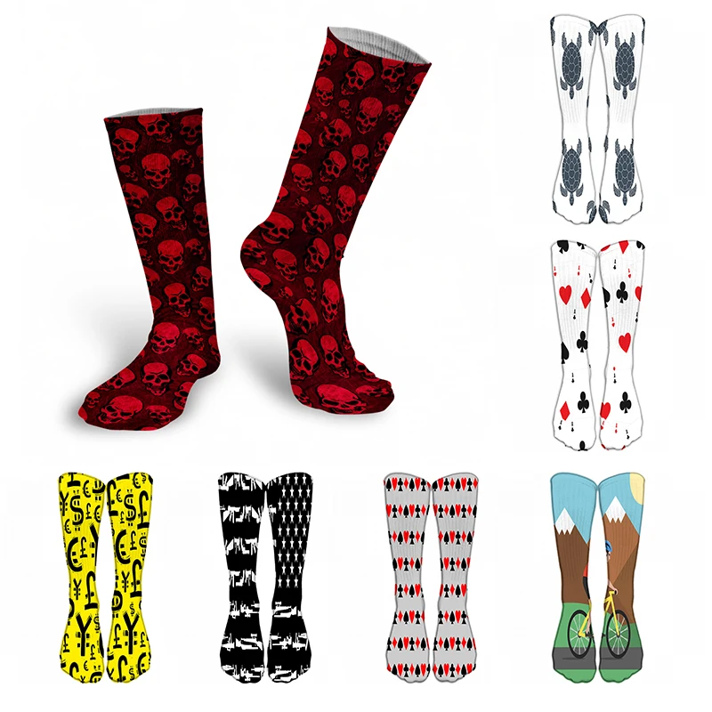 Calcetines largos con estampado 3D para mujer, medias hasta la rodilla, de algodón, estilo Hip Hop, Harajuku, Unisex