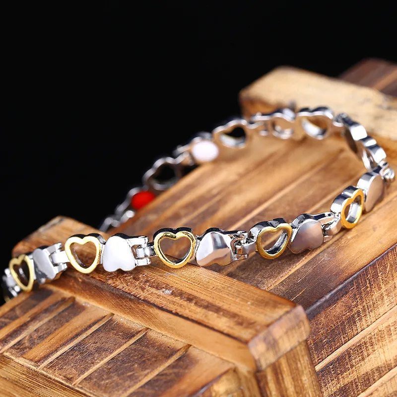 Браслет женский из титановой стали ажурный магнитный браслет в форме сердца