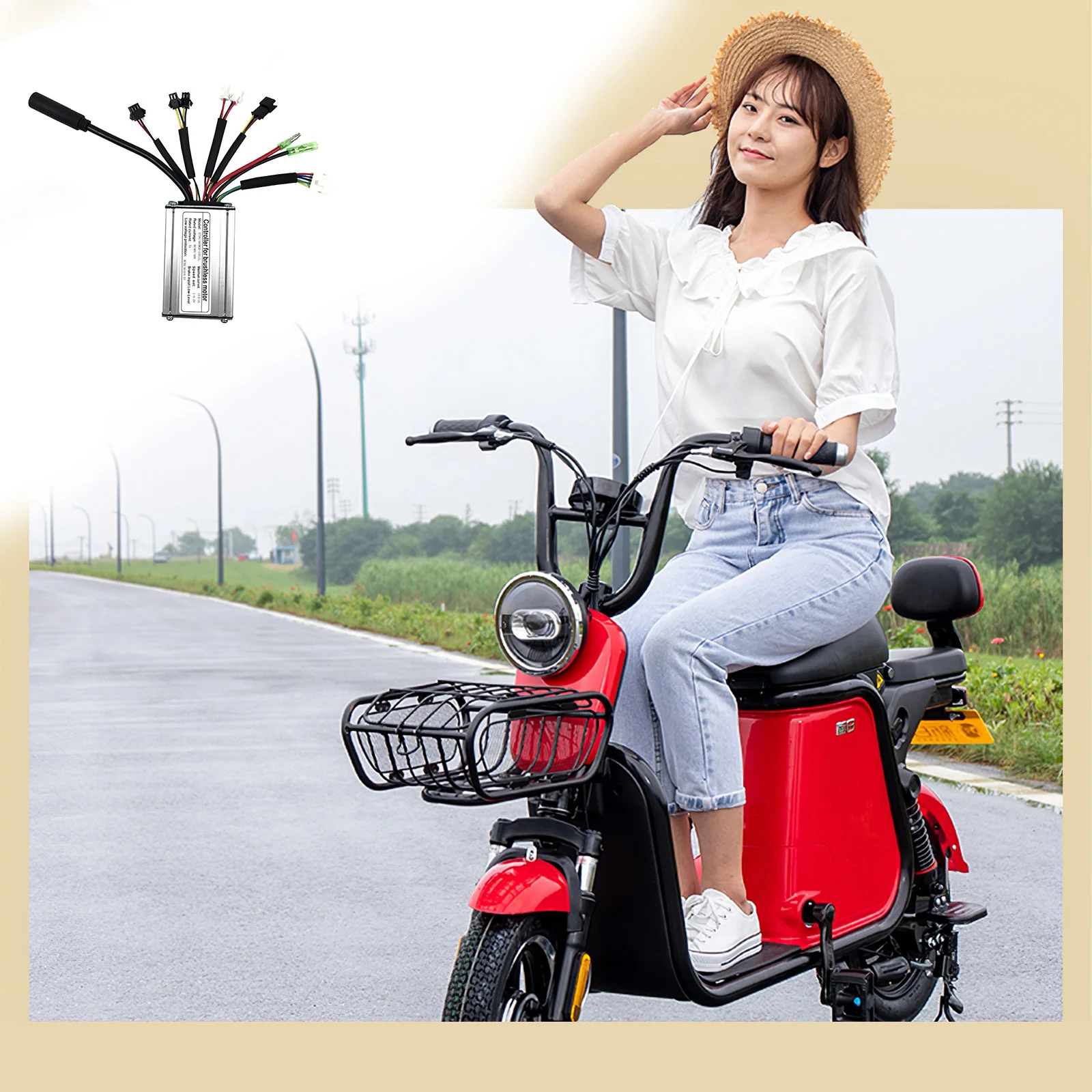 

Square Wave Controller 36V/48V Stable Performance E-Bike Controller Practical Electric Bike Square Wave Conversion Accessory