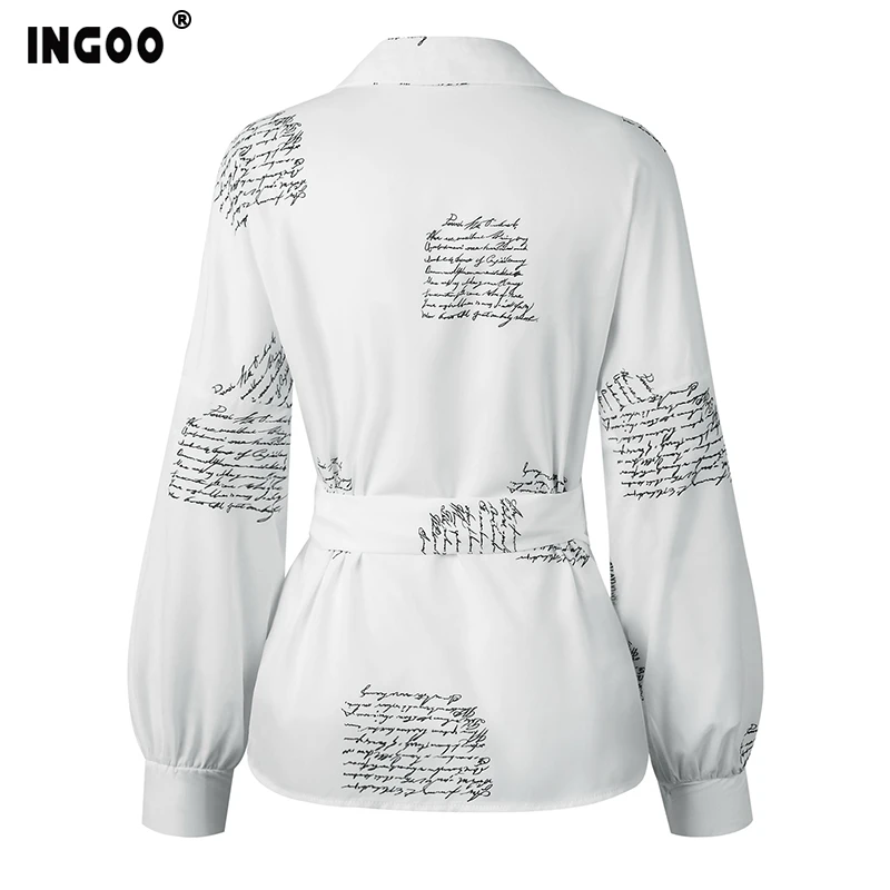 Женская Асимметричная блузка INGOO Весенняя рубашка с длинными