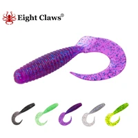 eight claws soft fishing lure curved tail rubber worms 70mm 3 6g 6 pcs plastic jig artificial wobblers bait