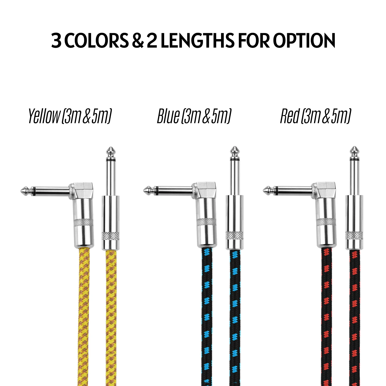 

Ggiant ASC-30-3 guitar cable High Shield Exquisite Braided Jacket Audio Cable Cord with Straight to Right Angle 1/4 Inch cable