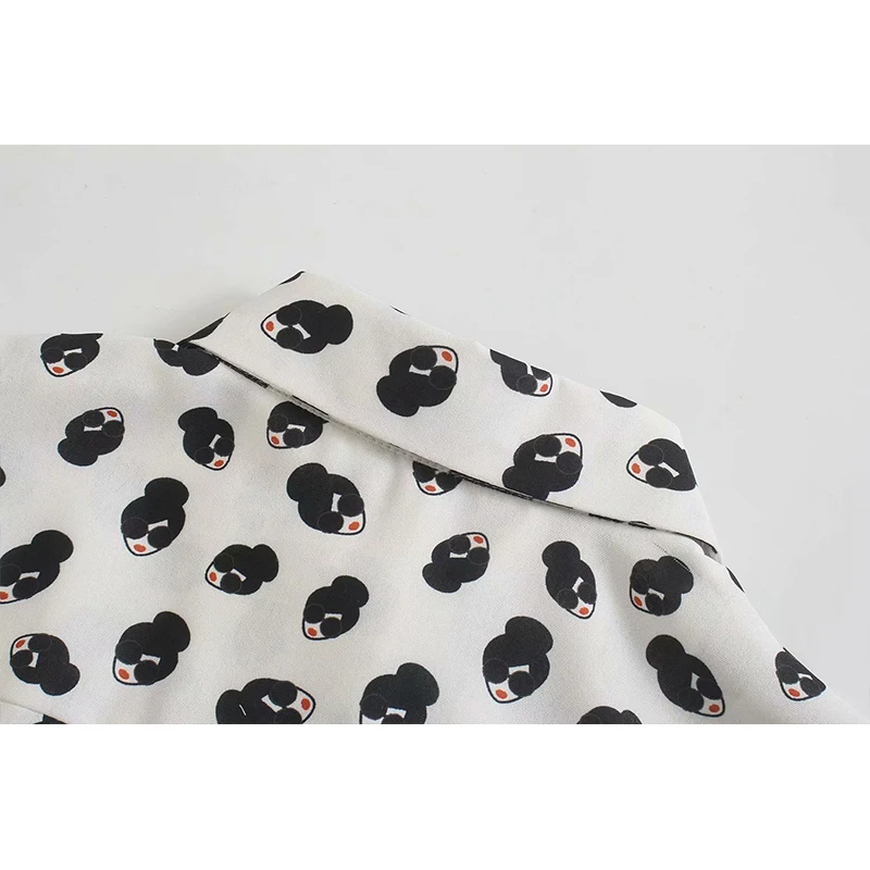 

WXWT Za 2021 Autumn New Women Print Shirt Turn-down Collar Long Sleeve Chic Female Casual Shirt Loose Tops OP9724