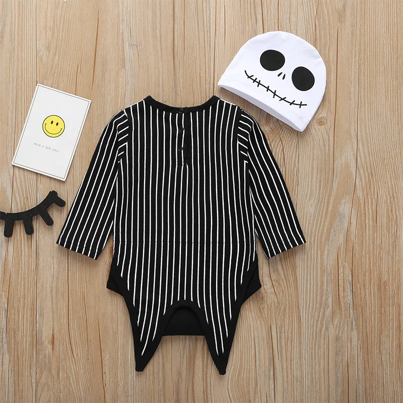 

2Piece Baby Halloween Outfits Toddler Boys Clothes Cartoon Fashion Stripe Long Sleeve Bodysuits+Hats Newborn Clothing Set 1922-1
