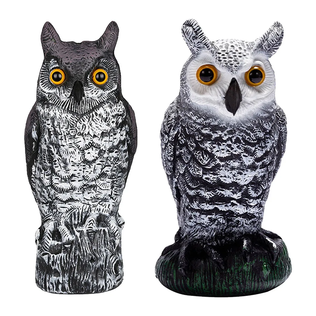 

2PCS Owl Scarecrow Sculpture Bird Scarecrow Fake Horned Owl Decoy for Garden Yard Outdoor Scare Birds and Other Pests