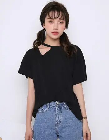 2020 летняя модная футболка темно серая женская футболка|Футболки| |