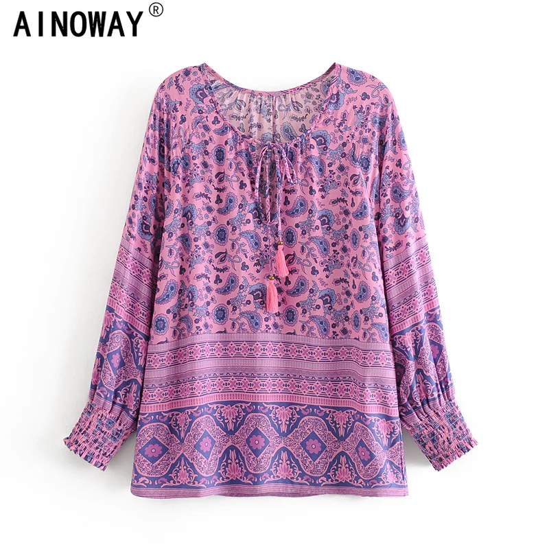 Блузка женская с цветочным принтом винтажная шикарная модная рубашка из