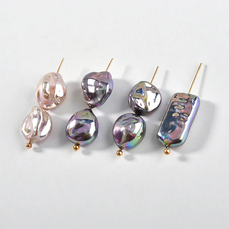 Красочные искусственная раковина жемчуг прямой форме отверстия Персиковое