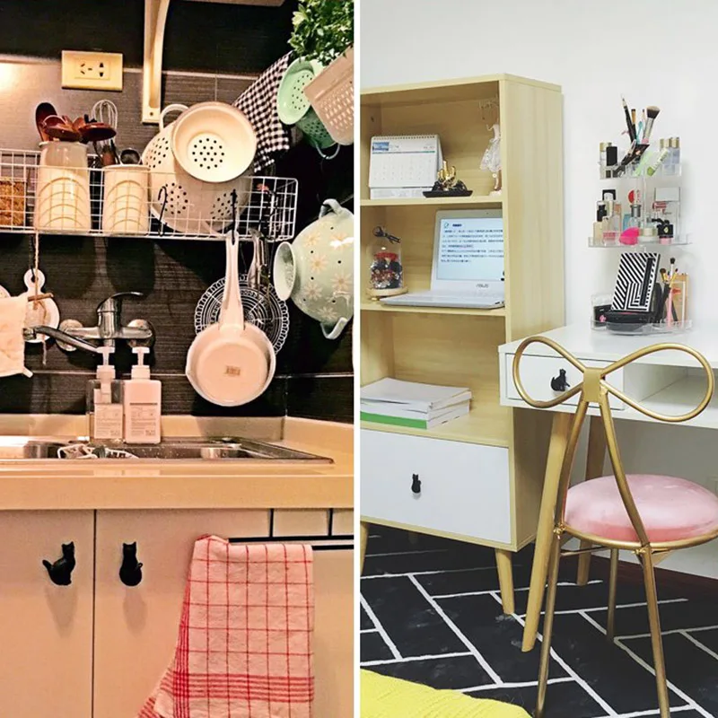 Набор из 4 кошек винтажная чугунная Мебельная ручка и дверная для шкафа котята