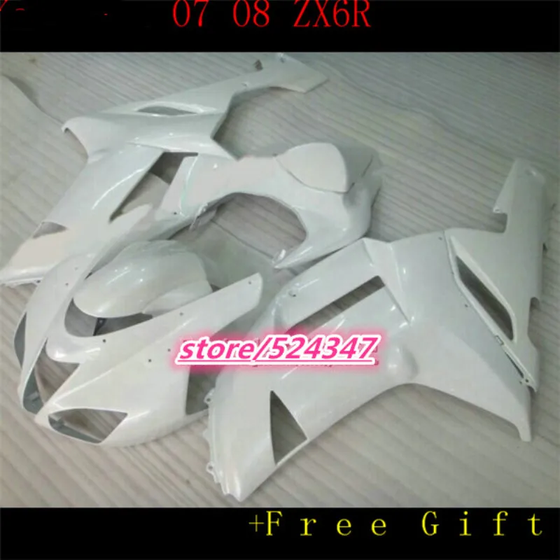 

Motorcycle Fairing kit for KAWASAKI Ninja ZX6R 07 08 ZX6R 636 2007 2008 Fashion white ABS Fairings set
