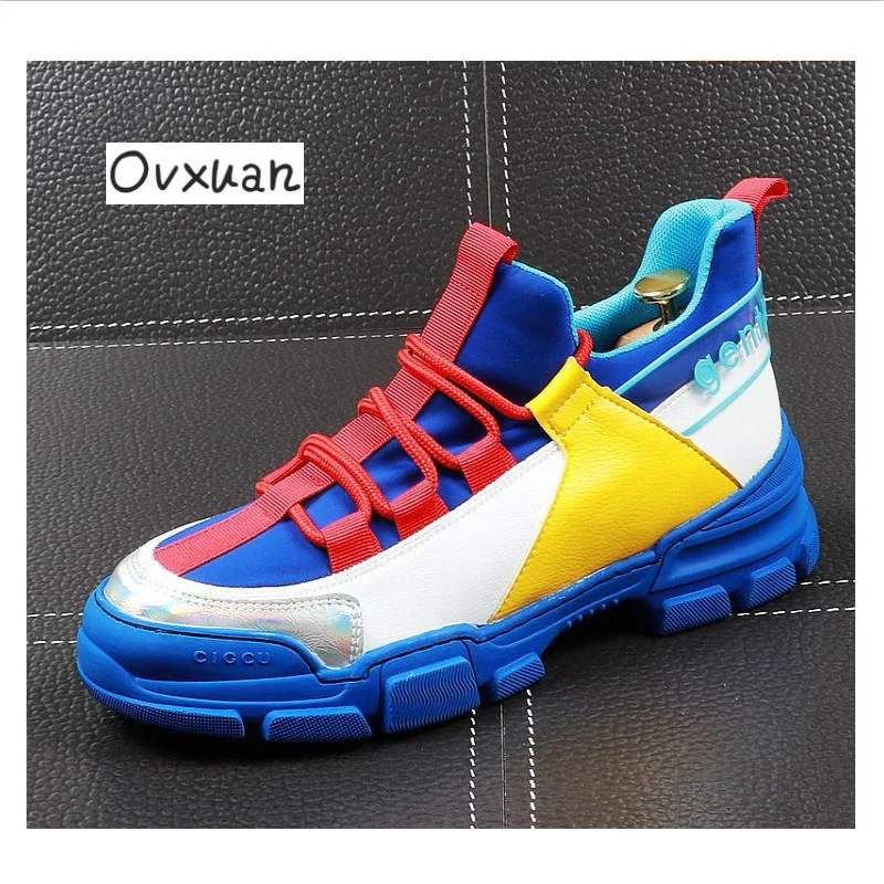 Модные мужские ботильоны OVXUAN с высоким берцем в британском стиле спортивные