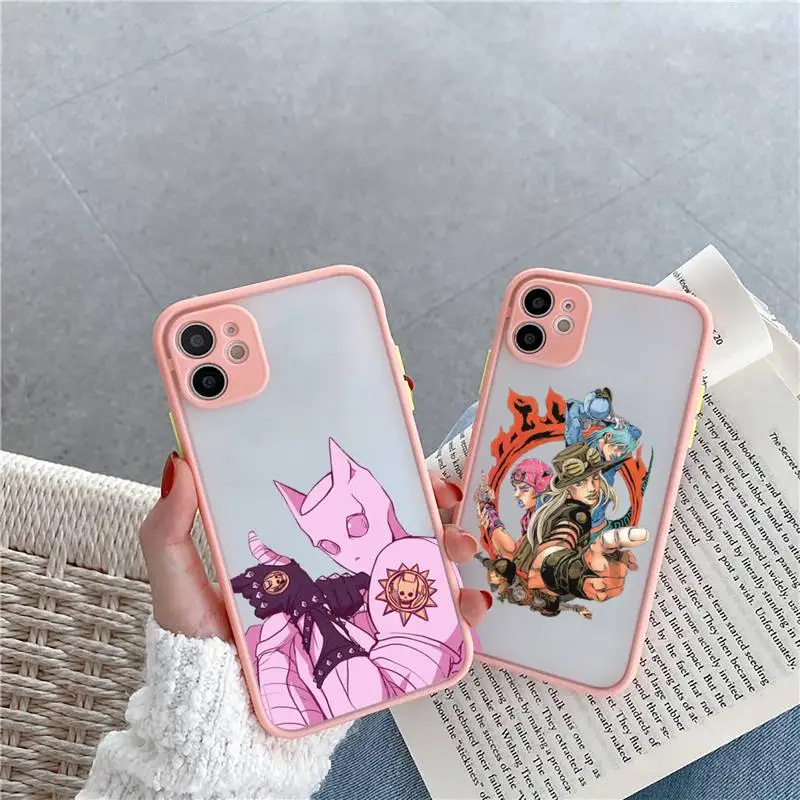 

anime cortoon JOJO’S BIZARRE Phone Cases Matte Transparent For iPhone 12 Mini 11 Pro XR XS Max 7 8 Plus