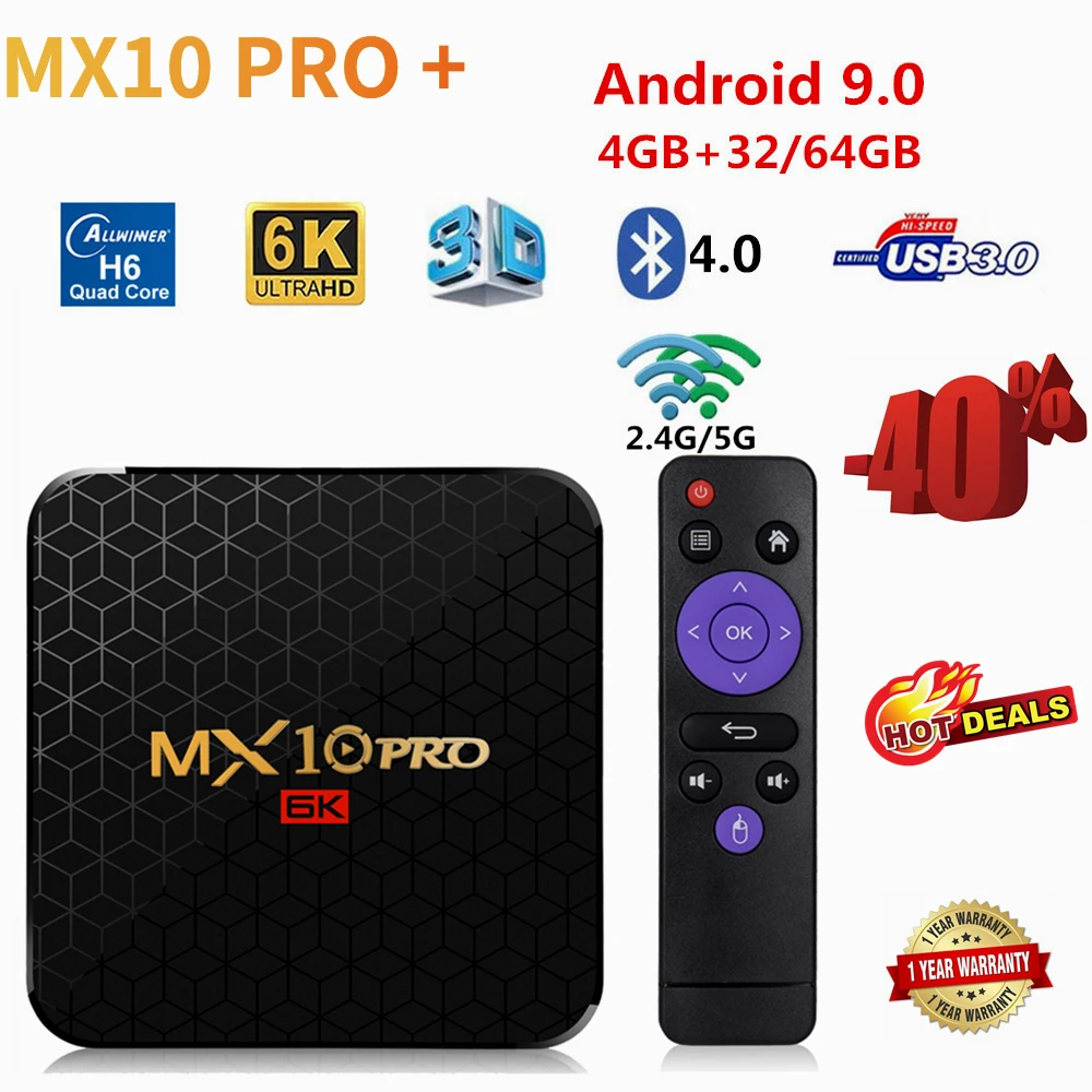 6K ТВ-приставка MX10 Pro Android 9 0 Allwinner H6 четырехъядерный 2 4G WiFi USB3.0 Поддержка * 4K H.265 Смарт