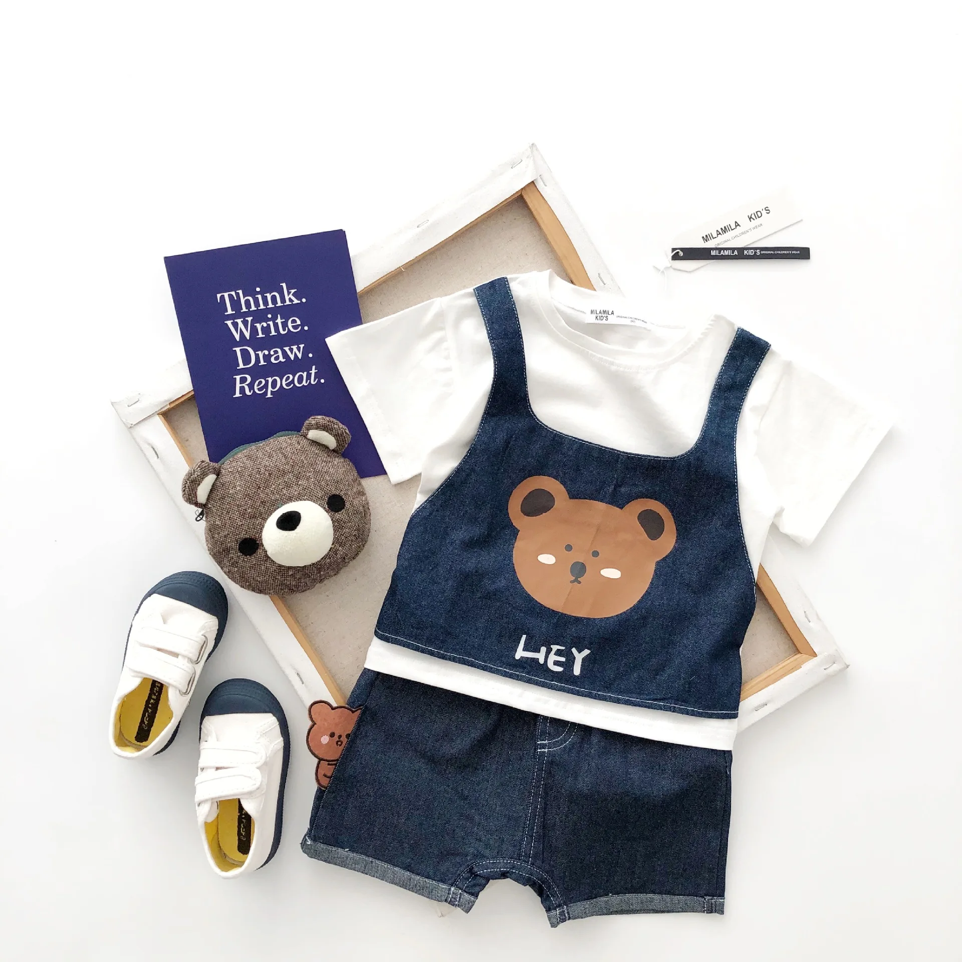 Tonytaobaby Летний Новый хлопковый костюм из двух предметов с коротким рукавом и
