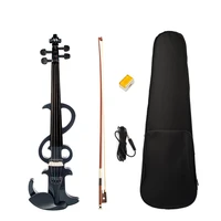 black full size solid wood metallic electronicsilent violin wcarrying case audio cable rosin bridge gifts for beginner student