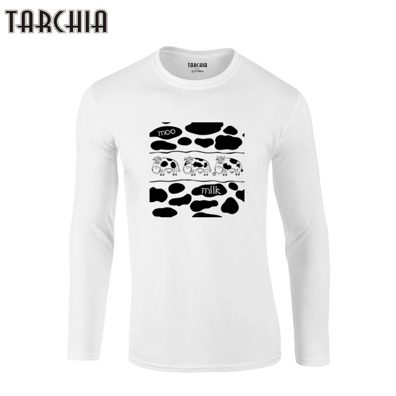 

2021 молочный му TARCHIA качество 100% с добавлением хлопка с нарисованными большими Размеры футболка с длинным рукавом Уличная Футболка с принтом...