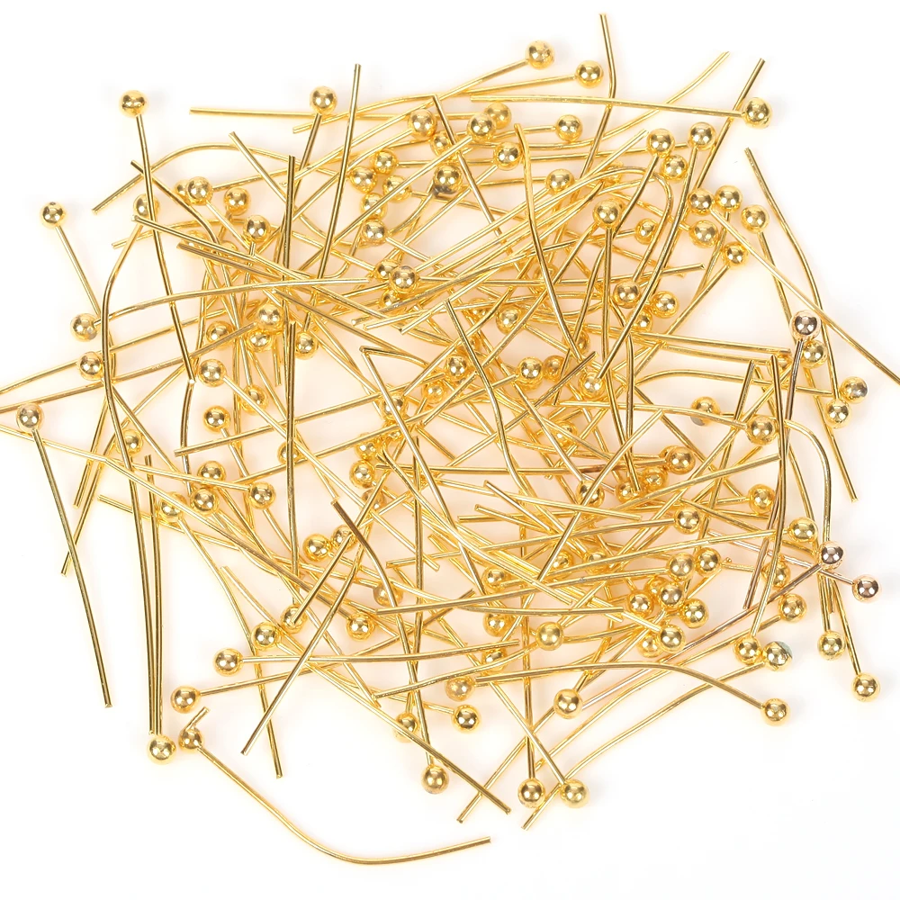 200pcs Metal Gold White Head Ball Pins Needles Stitch Straight Push Sewing For Jewelry Findings Making Headpin Accessory | Украшения и