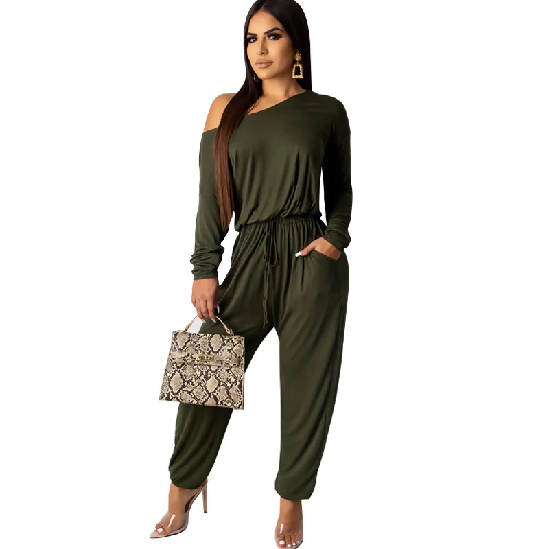 Женский Повседневный комбинезон с длинным рукавом свободный Зимний размеры S M L XL