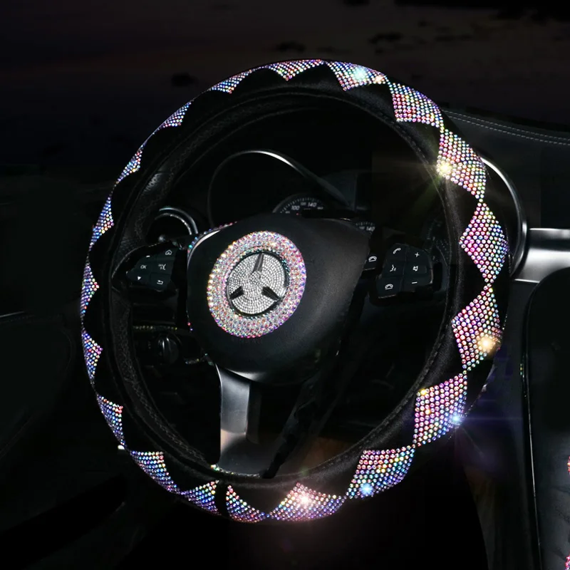 Bling Bling Colorful Rhinestone Car Steering Wheel Covers Diamond Crystal Wheel Cover for Women Girls Car Interior Accessories Bling Bling Colorful Rhinestone Car Steering Wheel Covers Diamond Crystal Wheel Cover for Women Girls Car Interior Accessories