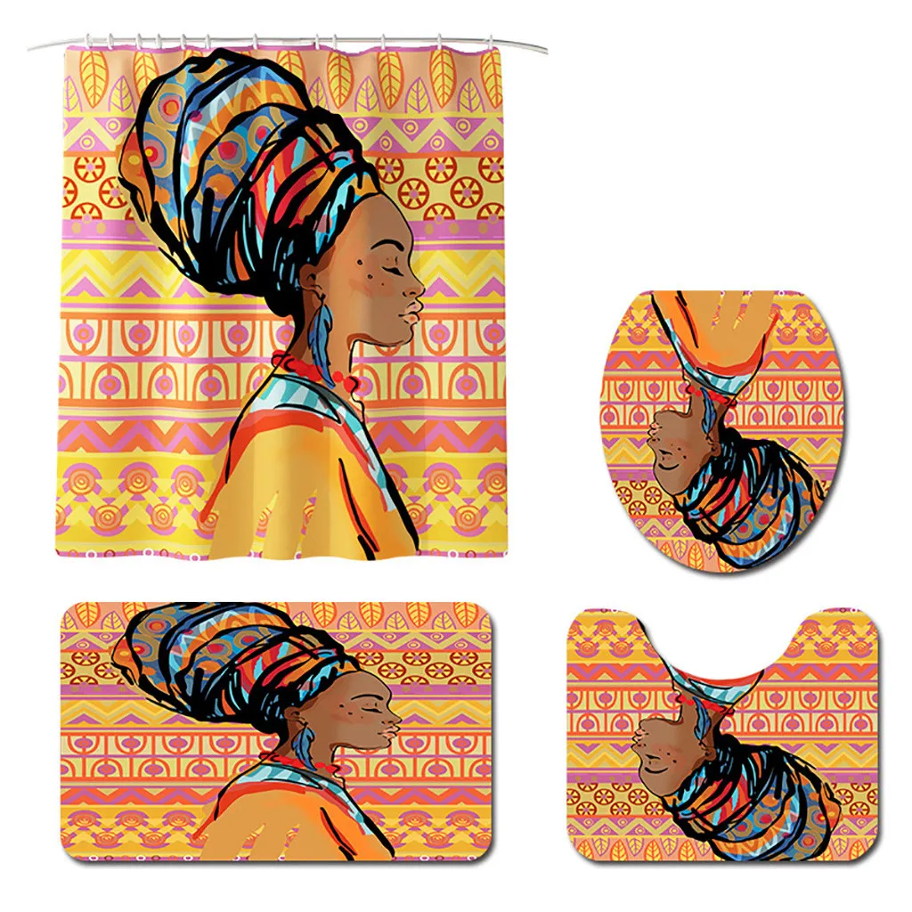 4 шт./компл. чехол для унитаза коврик ванной тканевая занавеска душа набор