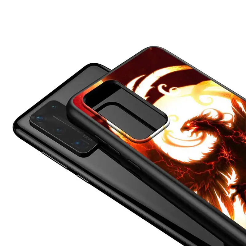 

For Huawei P40 P30 P20 Pro Lite E Plus 5G Bright Black Cover Beautiful phoenix For Huawei P10 P9 P8 Lite Phone Case