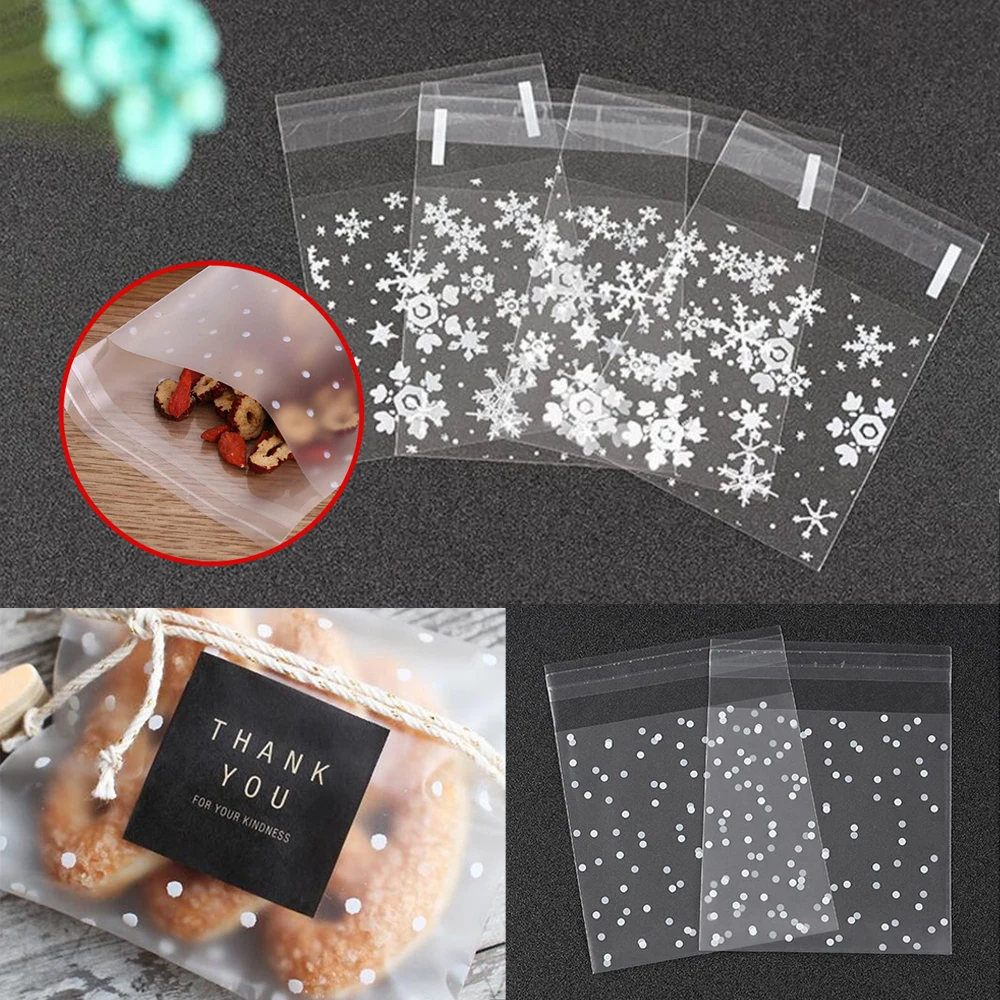 100 шт. Печенья Упаковочные торбы милая куртка в горошек со снежинками и