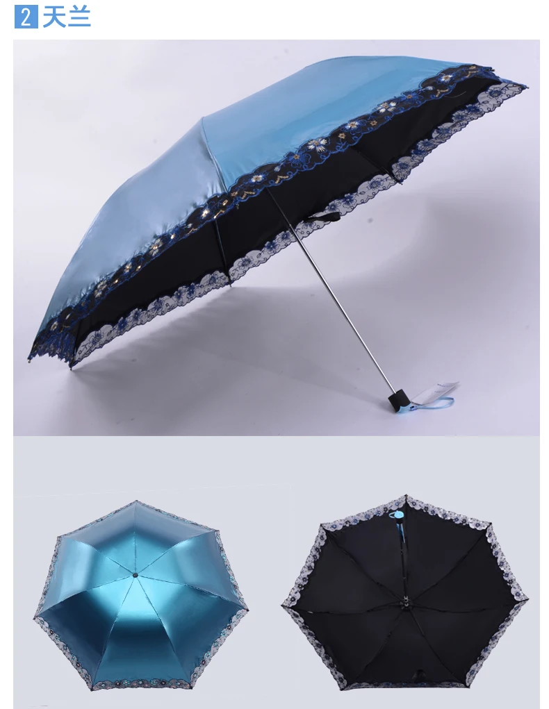 Зонт женский двухслойный складной Модный маленький зонтик от ветра с кружевом 7