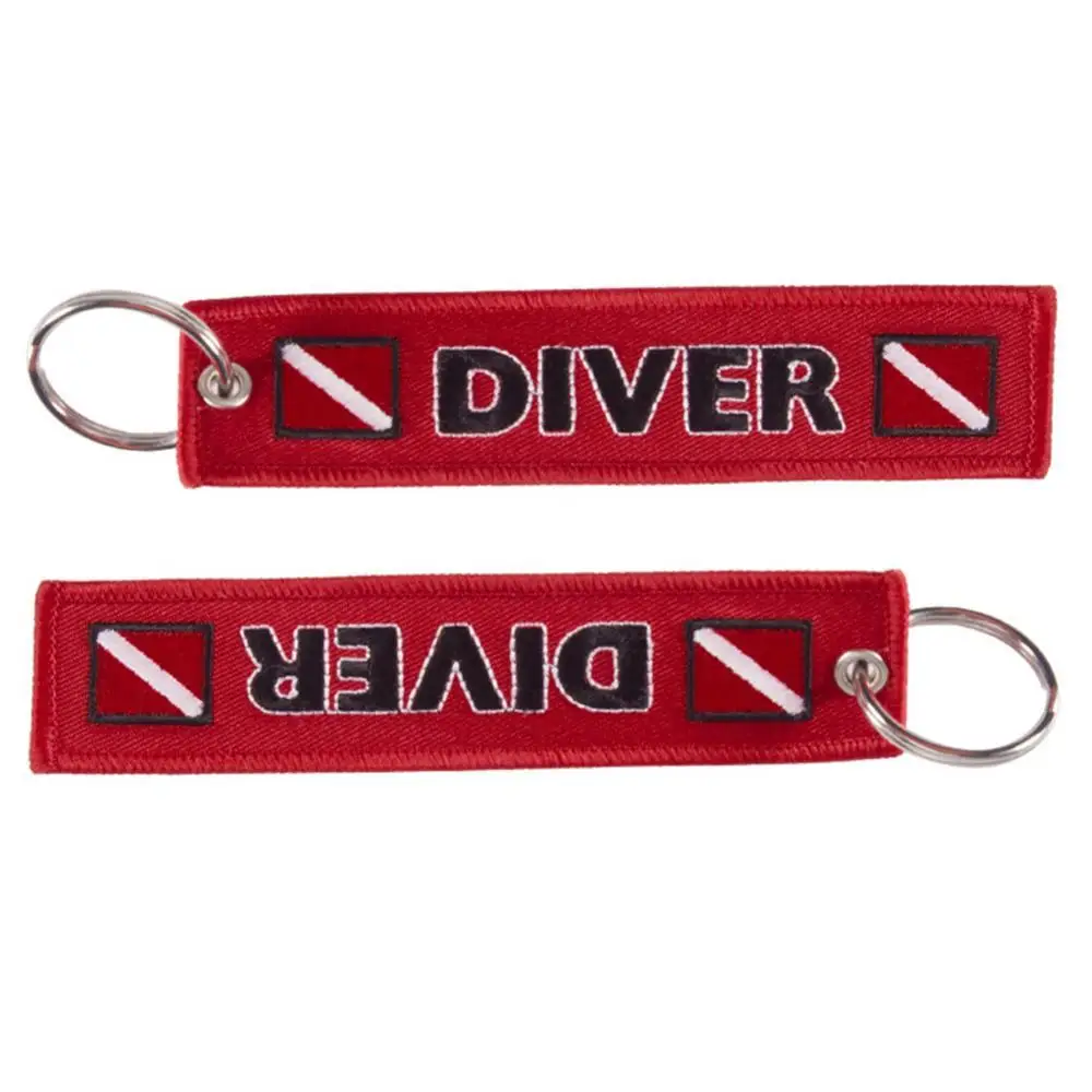 

CAUTION DIVER Print Embroidery Tag Keychain Keyring Key Chain Pendant Gift