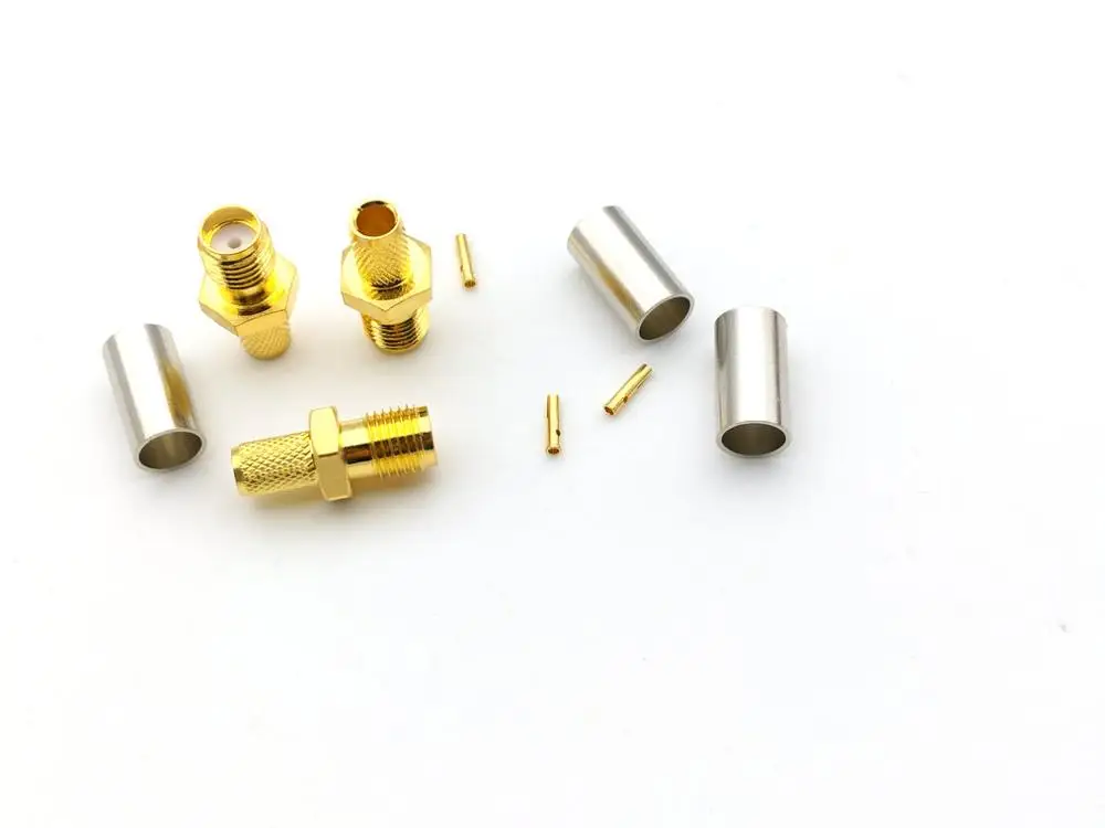 100 шт. гнездовой обжимной соединитель SMA Jack для кабеля RG58 RG142 LMR195 оптовая