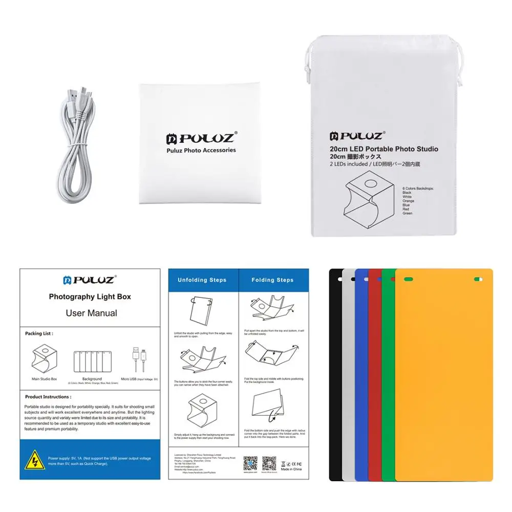 

Mini Folding Photography Studio Soft Box Lightbox Softbox Background Kit Photo Studio Light box 2 LED Panels for DSLR Camera