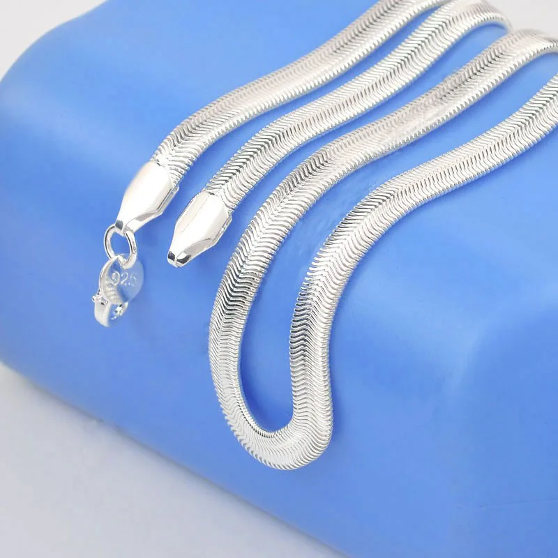 

1 Piece Fast Shipping 16-24Inch Nice 925 Sterling Silver Smooth Snake Man Necklace Chain With Lobster Clasps Set Heavy Jewelry