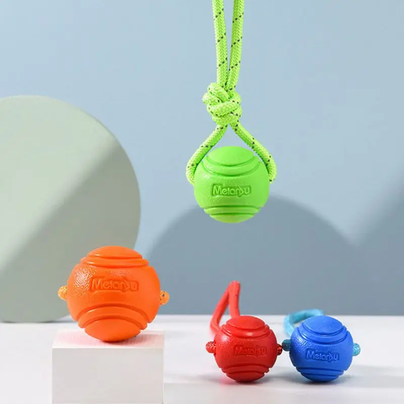 

Dogs Natural Rubber Molar Ball Toy Interactive Bite Resistance Tooth Cleaning Chew Rope Ball Toys Pet Training Toy New Style