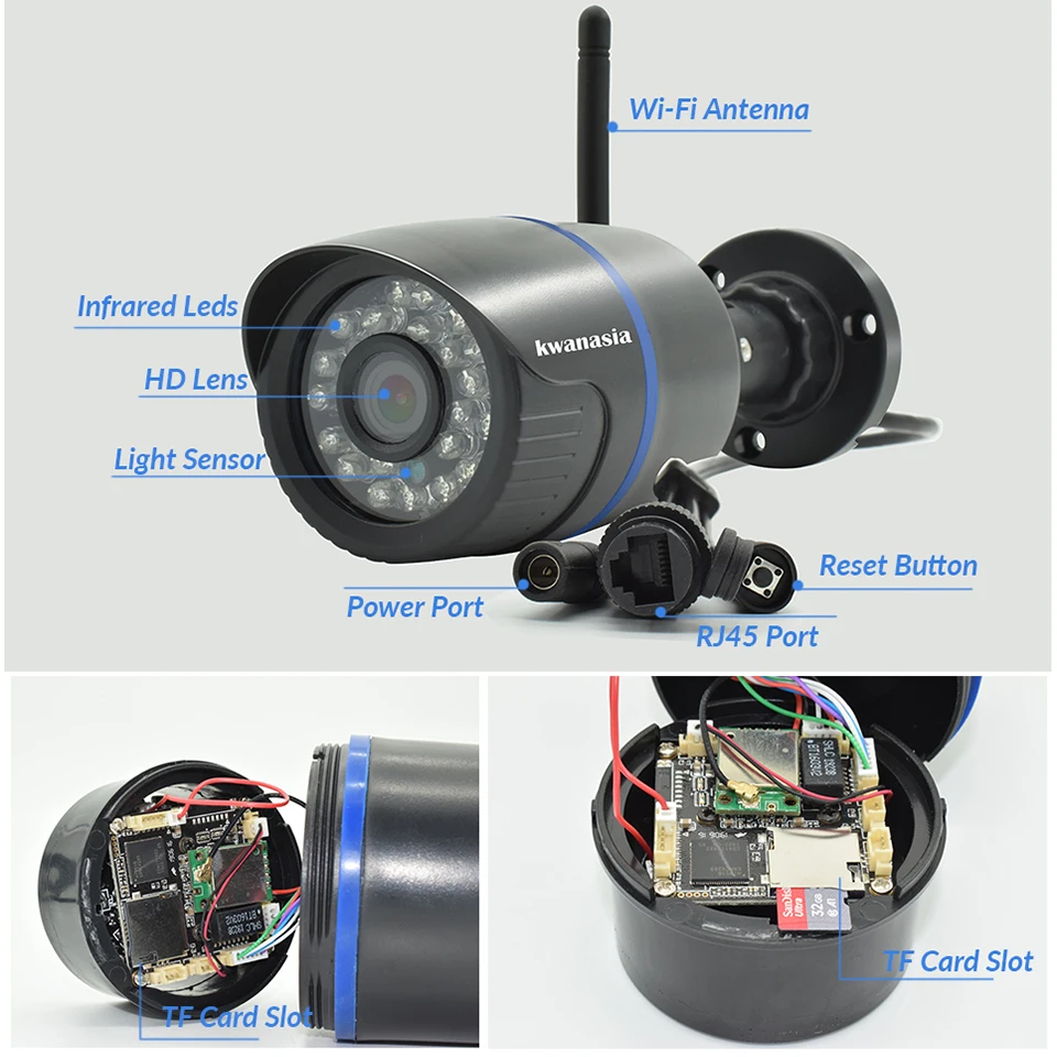 Камера Наружного видеонаблюдения с поддержкой Wi-Fi 3 Мп 1080P 720P | Безопасность и