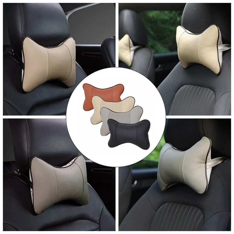 

1 Pc Car Seat Pillow Headrest PU Leather Breathable Automobile Pillows Driving Seat Head Neck Rest Pad Car Interior