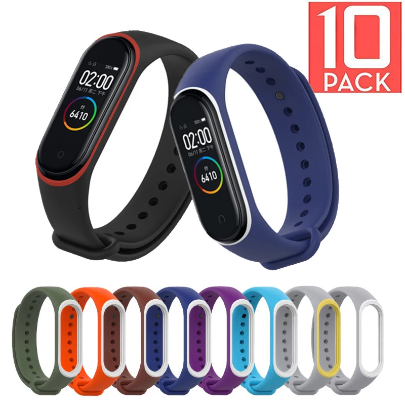 10 шт./упак. для Mi band 5 браслет ремешок Xiaomi 3 4 силиконовый чехол Браслеты Аксессуары