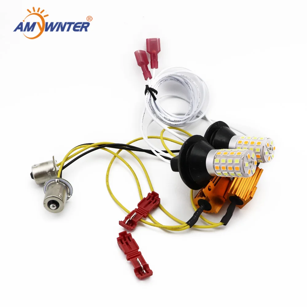 Drl Поворотный Светильник py21w p21w canbus 1156 ba15s p21w светодиодный автомобильный светильник двухцветный drl переключатель 1056 BAU15S лампа ходовой светильник