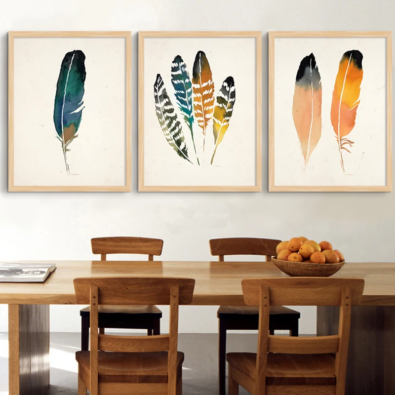 

Abstract Native Feather Canvas Painting Vintage Poster and Prints Nordic Wall Art Pictures for Living Room Home Decor No Frame