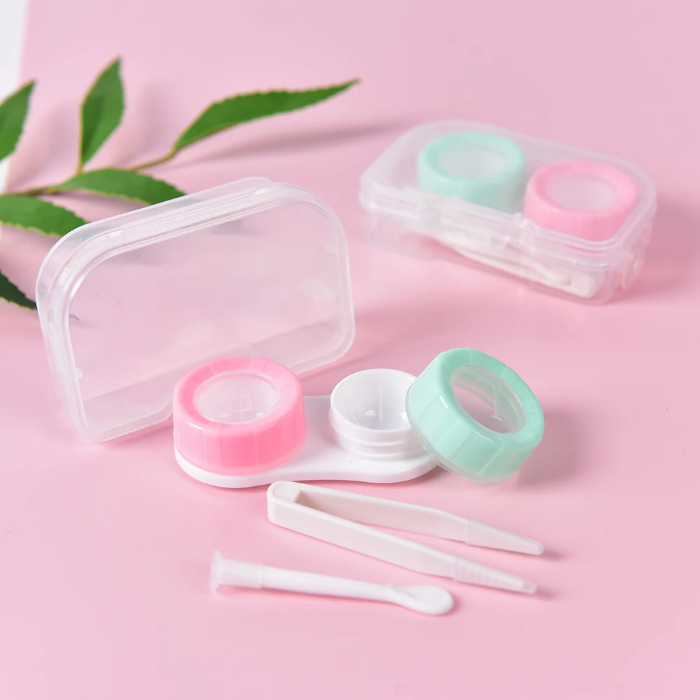 

Eyewear Bag Container Contact Lenses Soak Stora 1set Plastic Contact Lens Box Holder Small Mini Tweezer Stick Random Color