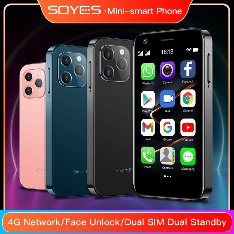 small mini android 9 0 smartphones cheap 4g quad core face id cell phone 3gb ram 32gb 64gb rom 3 0 single camera mobile phones free global shipping