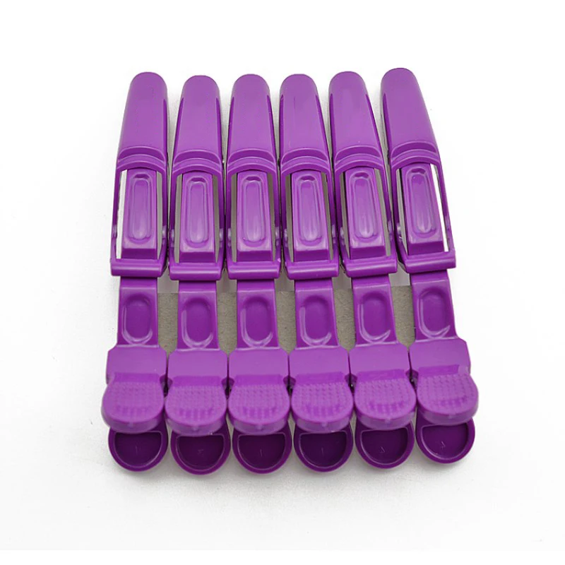 Purple 6 шт./лот, профессиональный зажим для волос аллигатора для женщин, пластиковые булавки шпильки, заколки для волос с бантом для девочек, 4 цвета, инструменты для укладки - Цвет: Purple