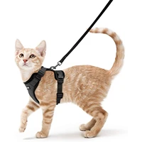 cat harness and leash set for walking escape proof soft adjustable vest harnesses for cats easy control breathable jacket black